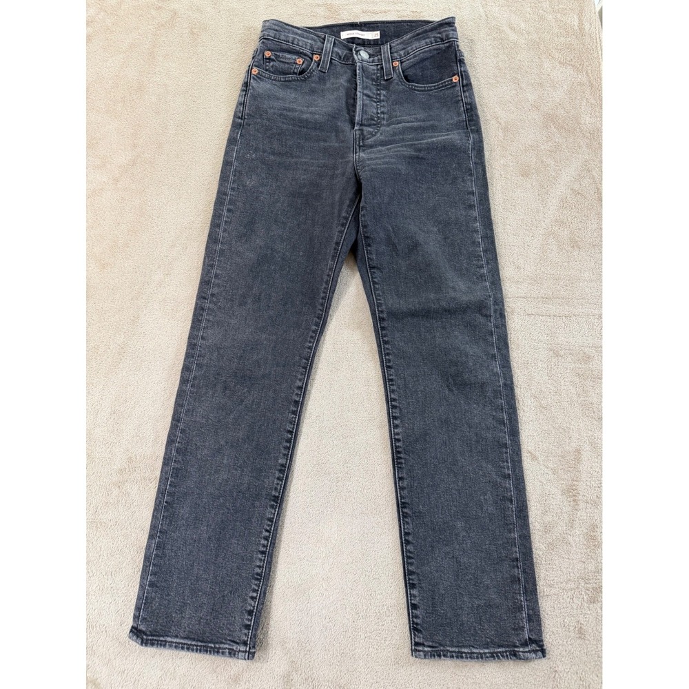 Levi's Wedgie Straight Jeans Womens Size 25 Charcoal Black Wash EUC
